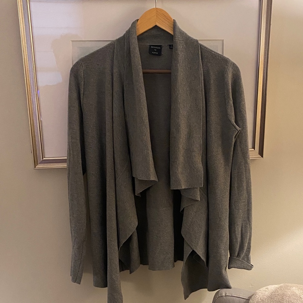 Cyrus Gray Open Front Cardigan Sweater